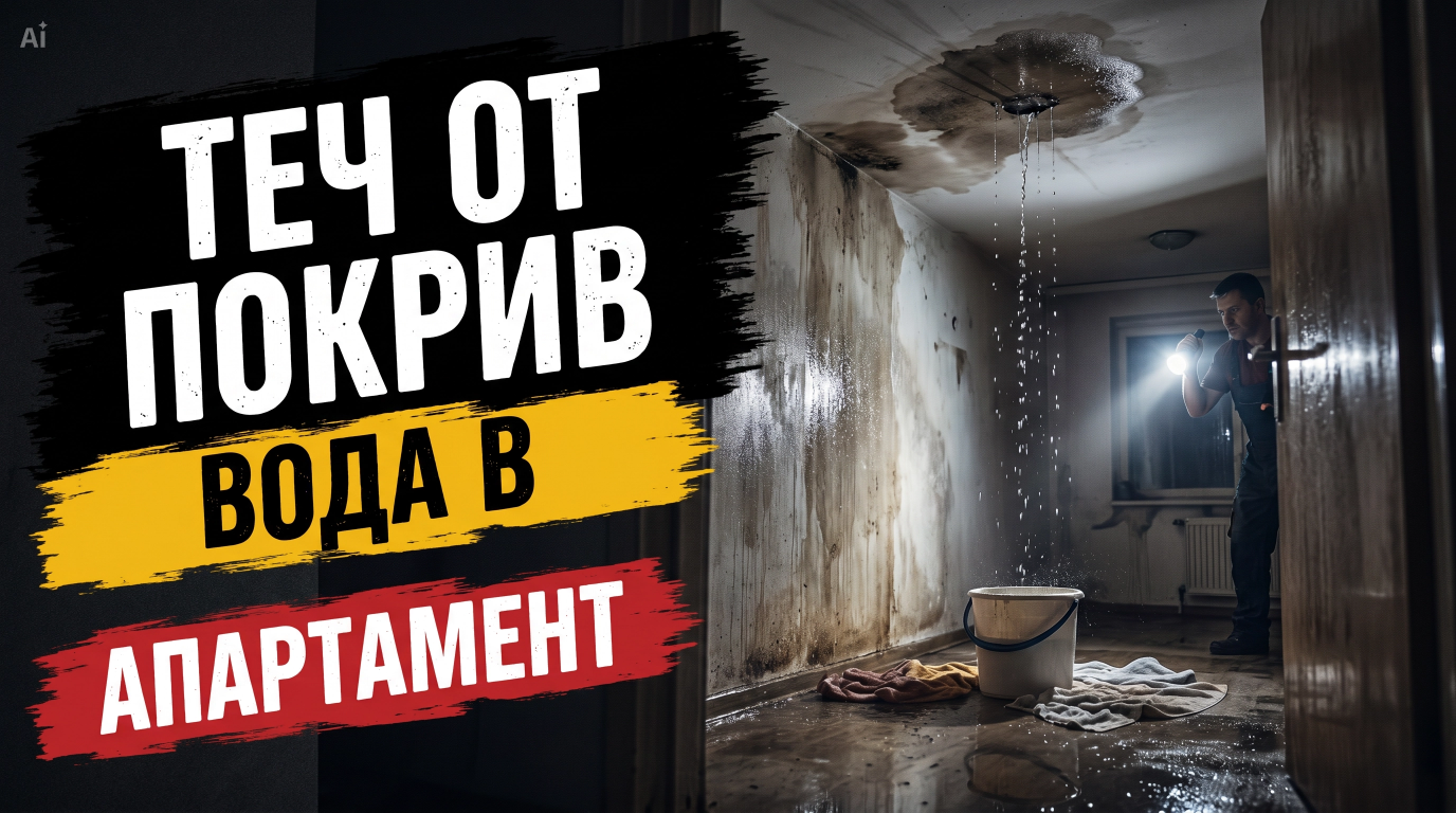 Теч от покрив – вода в апартамент