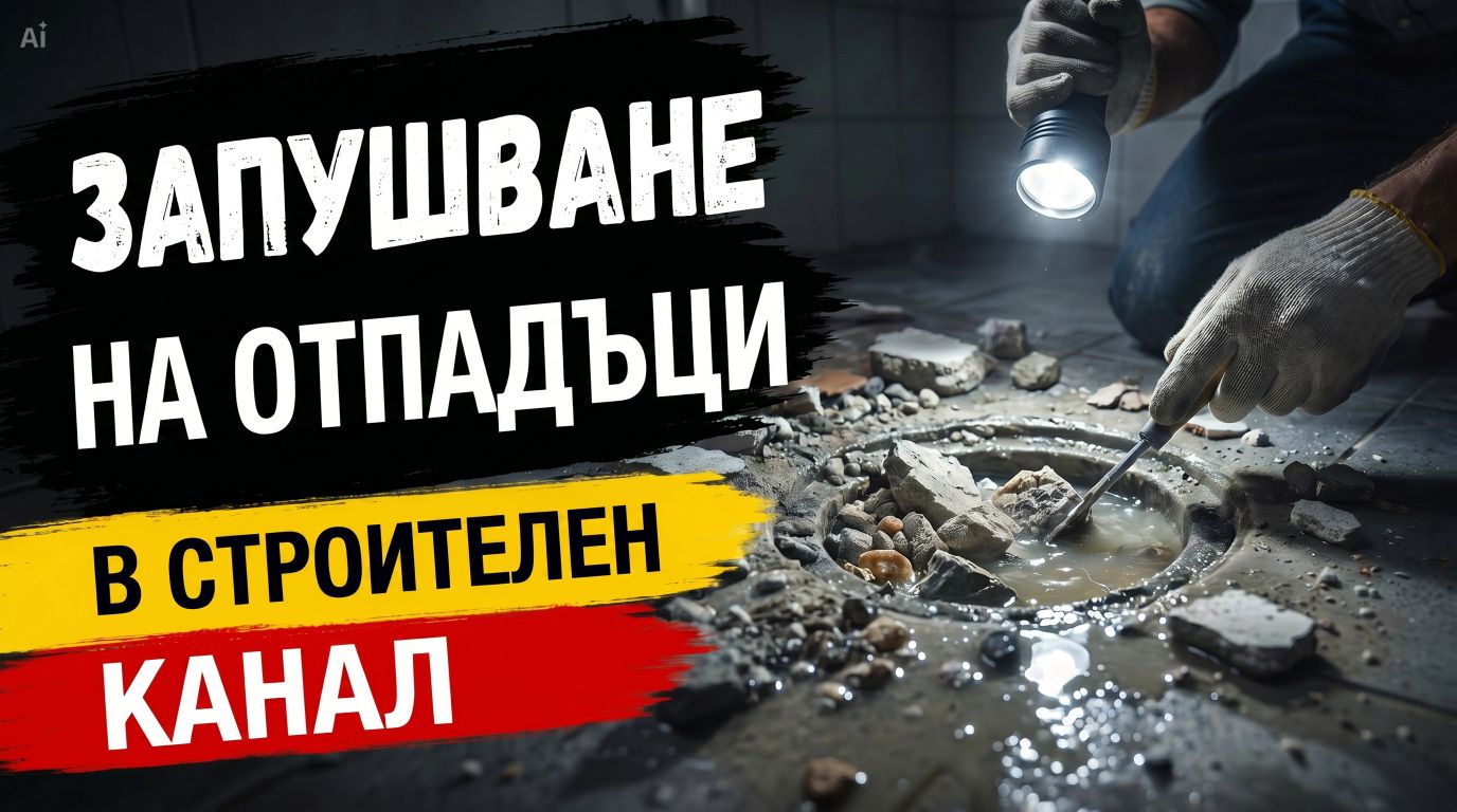 Запушване от строителни отпадъци в канал